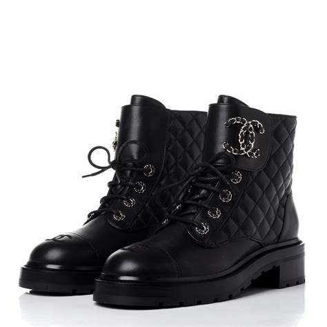 chanel boot 39.5|Chanel quilted combat boots.